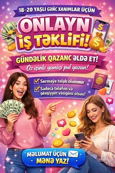 Satış: Çağrı mərkəzi operatoru tələb olunur, Yalnız qadınlar üçün, 18-29 yaş, Gündəlik ödəniş — 1