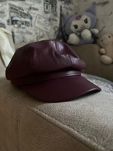 Bordo rəngli dəri beysbol papağı - Material: hamar süni dəri - Rəng — 1