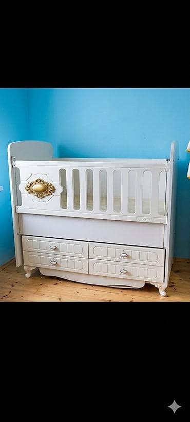 Для девочки и мальчика, Четырехугольная, Колыбель, С матрасом, Без механизма качания — 1