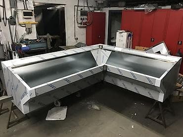 Paslanmayan poladdan L formalı vitrin/servis tezgahı - Material: qida