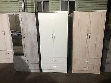 3 qapılı, Güzgülü, Ağ, Taxta, Açılan, Düz dolab