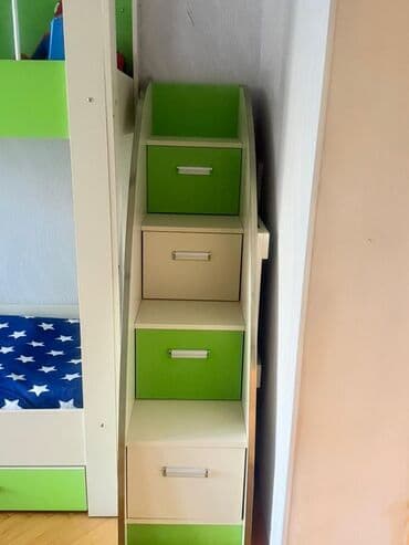 односпальные кровати фото: Для девочки и мальчика, Кровать, Без матраса, С выдвижными ящиками, МДФ — 3