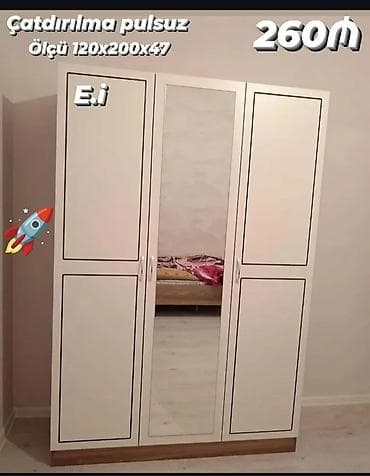 plasmas skaflar: 3 qapılı, Güzgülü, Ağ, Açılan, Düz dolab — 1