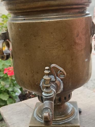 elektrik samavar: Qədim samovar, 1882 il, Latun, Vəziyyəti: Yaxşı — 6