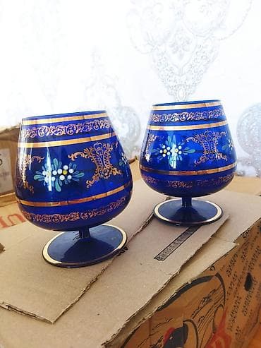 Qədəhlər, rəng - Göy, Şüşə, 2 ədədli dəst