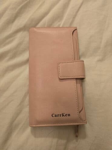 balaca qadın pul kisəsi: CarrKen qadın pulqabısı – açıq çəhrayı rəngdə, ön tərəfdə loqo yazısı — 1