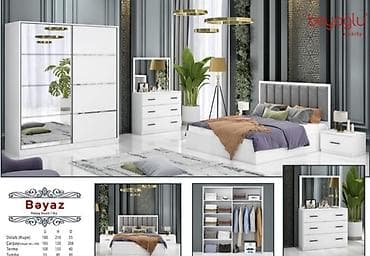 embawood tek yataq: Двуспальная кровать, Трюмо, Шкаф, Тумба, Новый — 1