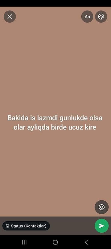 Bakıda iş axtarışı – qısa və ya aylıq əsasda - İş formatı: gündəlik