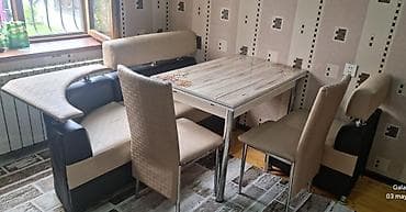 sade metbex mebelleri: Mətbəx üçün, İşlənmiş, Kvadrat masa, 2 stul — 1