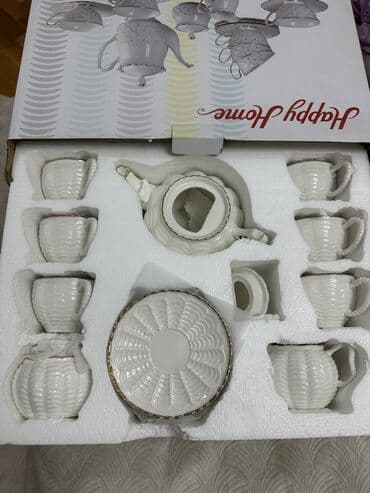 Çay dəsti, rəng - Ağ, Farfor