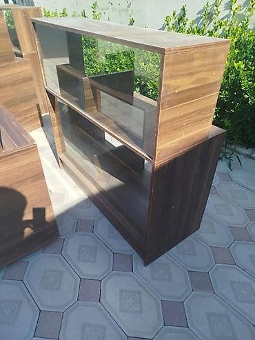 stend vitrin: Mağaza vitrinləri və kassalı stend dəsti - Material: ağac teksturalı — 3