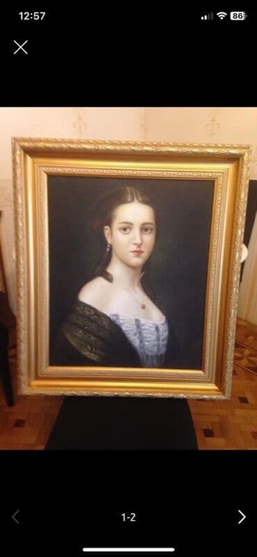 qiz sekilleri profil ucun: Portret tablo dəsti – klassik üslubda iki yağlı boya əsər - Mövzu — 2