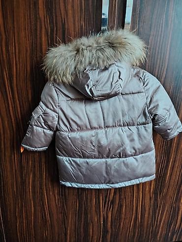 Üst geyimləri: Uşaq qış gödəkçəsi - Rəng: tünd bej/qəhvəyi - Model: kapüşonlu, süni — 2