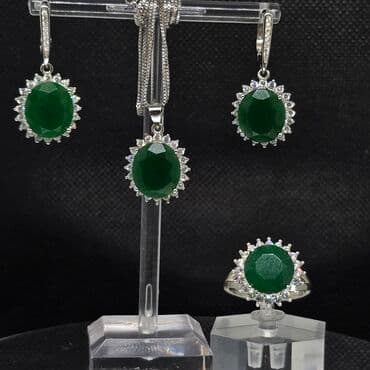 наборы из серебра с натуральными камнями: Dəstə daxildir: Üzük, Gümüş — 1