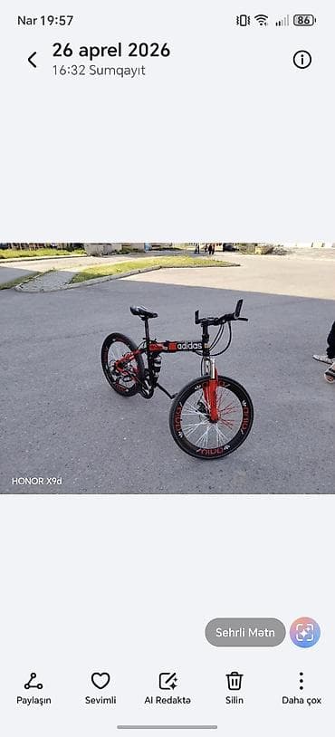 velosiped 16: Qatlanan dağ velosipedi – Adidas Qırmızı qara rəng - Çərçivə — 4