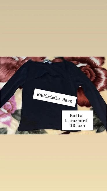 Şəxsi əşyalar: Qadın koftası - Rəng: qara - Uzunqollu, yuvarlaq yaxa - Ön hissədə — 1