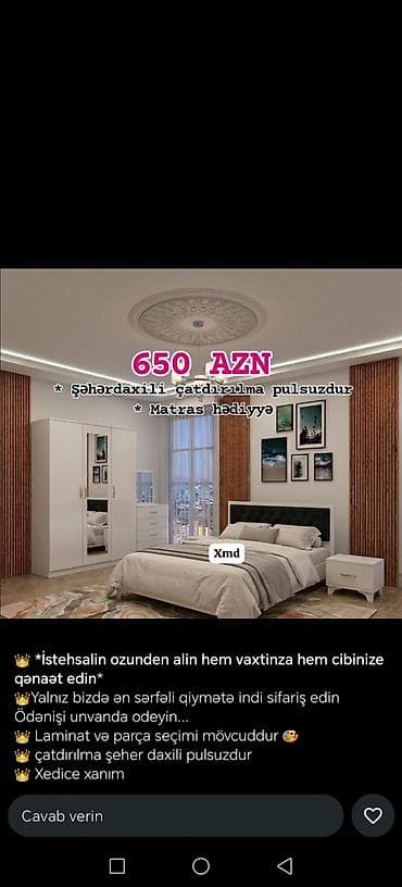 Yataq otağı dəstləri: İkinəfərlik çarpayı, Dolab, Yeni — 3