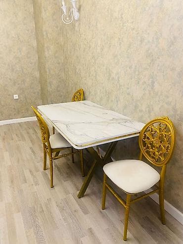balkon stul: Mətbəx üçün, Açılmayan, Dördbucaq masa, 4 stul — 4