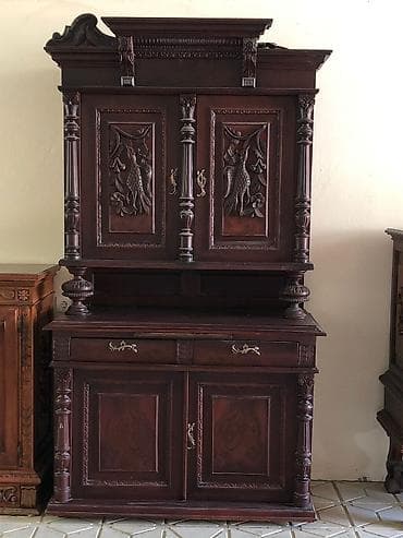 plasmas şkaf: Antik üslubda taxta bufet-vitrin - Material: keyfiyyətli bərk ağac — 1