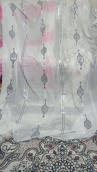 Tül pərdə dəsti - Model: Şəffaf, naxışlı tül pərdələr - Rənglər və