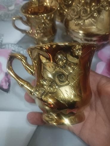 sultan tekstil: Çay dəsti, rəng - Qızılı, Keramika — 6