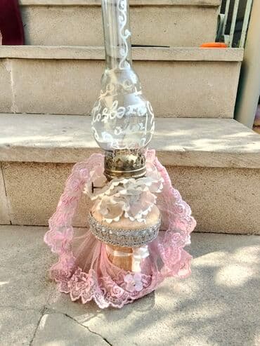 ваза напольная стеклянная высокая без узора: Bəzəkli yağ lampası (kerosin/qaz yağı lampası) - Şüşə bacalı, klassik — 1