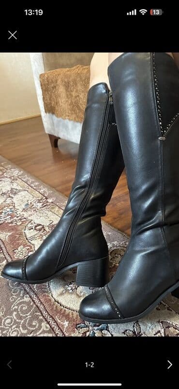 Qadın uzun çəkmə – Derihan - Rəng: qara - Material: hamar dəri