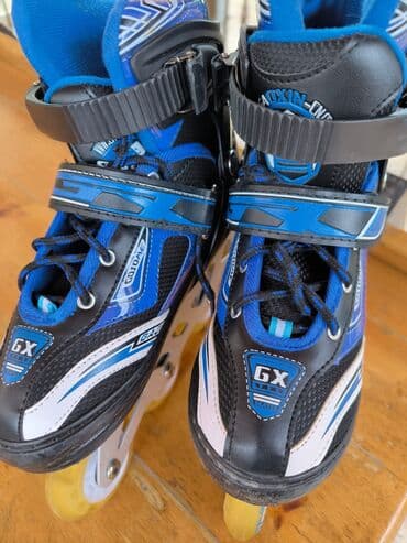 Маски, очки: GX markalı inline konki (rolik). - Rəng: mavi-qara, ağ detallarla - — 1