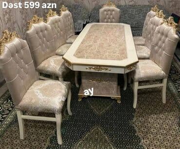 Masa desti 599 AZN 🔹 MDF masa olcu 93×2 🔹 8 ədəd stul 🔹 Rəng seçimi