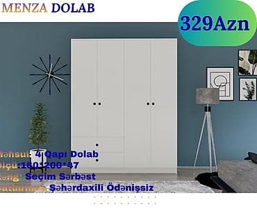 pulsuz dolab: Yeni, 3 qapılı, Siyirməli, Ağ, Digər material, Açılan, Düz dolab — 1