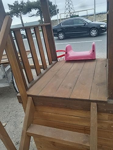 bar mebeli: Taxta uşaq oyun kompleksi – həyət və bağ üçün Məhsul təsviri: - Təbii — 6