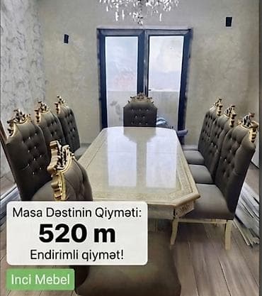 dam: Qonaq otağı üçün, Yeni, Açılmayan, Dördbucaq masa, 6 stul — 1
