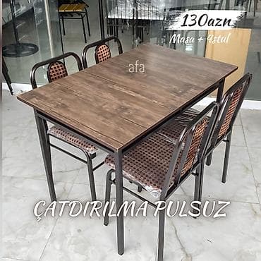 qədimi stul: Restoran, kafe, bağ, mətbəx üçün masa desti Masa + 4 Stul 130 azn Masa — 1
