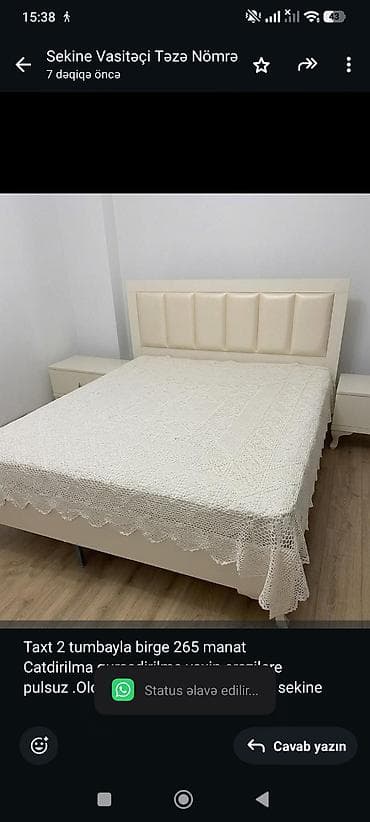Taxt 2 tumbayla birge 265 manat Catdirilma qurasdirilma yaxin