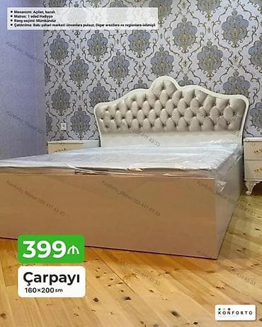 islenmis matras: • Məhsul: Çarpayı • Ölçü: 160×200 sm • Qiymət: 399 ₼ • Mexanizm — 1