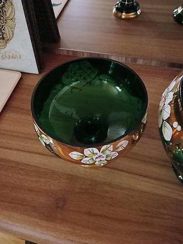 ucuz gül: Bagema şüşə vaza dəsti – 3 ədəd - Material: Bohemia şüşəsi - Rəng — 2