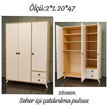 dolab ucuz: Yeni, 3 qapılı, Siyirməli, Ağ, Açılan, Düz dolab — 1