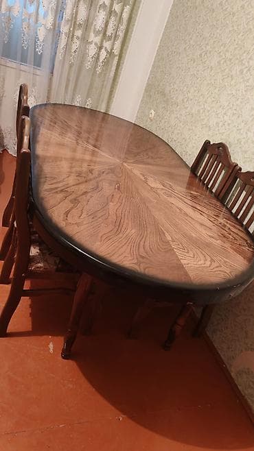 Qonaq otağı üçün, Oval masa, 6 stul