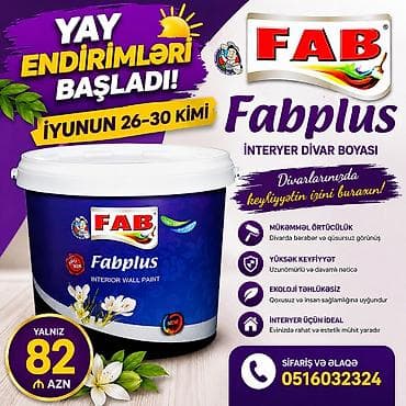 Təmir və tikinti: Divar üçün boya, FAB, 25 kq, rəng - Ağ, Suya davamlı — 2