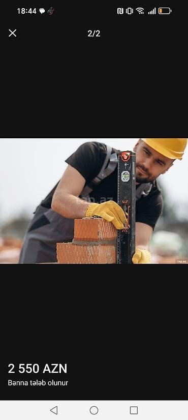 operator iş: Xidmət: Bənna tələb olunur Peşəkar hörgü işləri: - Kərpic, beton — 3