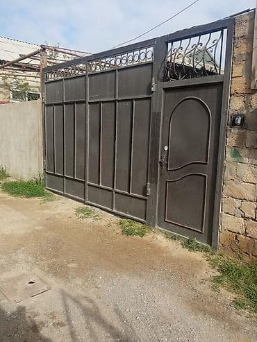 Darvazalar və aksesuarlar: Dəmir Həyət darvazası, Yana açılan, 4 m, Mexaniki, Qapı ilə, rəng - Boz — 2