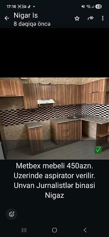 Mətbəx mebeli dəsti. Üst və alt dolablar, künc quruluşu, iş masası — 1