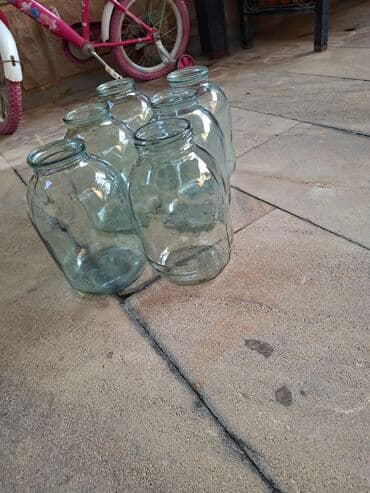 nar soku çəkən: Şüşə bankalar dəsti - Sayı: 100 - Material: şəffaf qalın şüşə - — 2