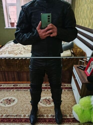 traktor altlıqlı qış çəkmələri: Motosiklet üçün dəri geyim dəsti - Tərkib: dəri gödəkçə, dəri şalvar — 3