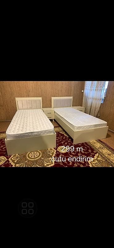 Tək nəfərlik taxt/çarpayı dəsti - Korpus: ağ rəngli, minimal dizaynlı — 2