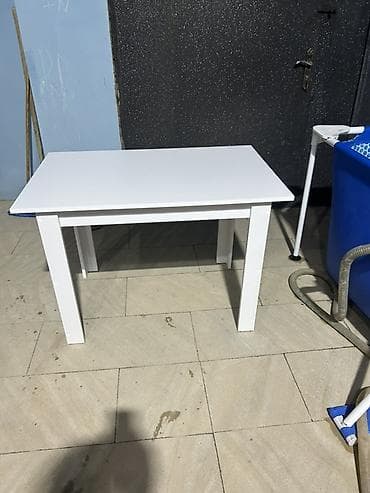 balkon stul: Ağ rəngli sadə dizaynlı masa - Minimalist üslub, düz kənarlı — 3