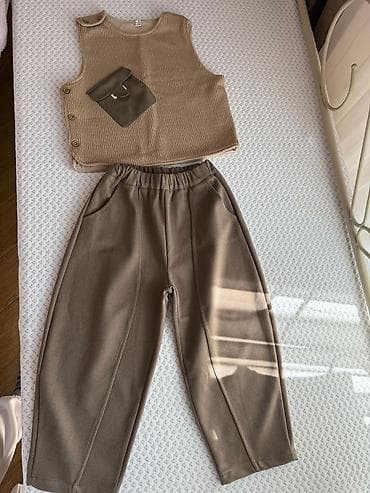 ecemi butik instagram: Uşaq geyim dəsti YENIDI 10 11 yas - 2 hissə: toxuma fakturalı bej — 1