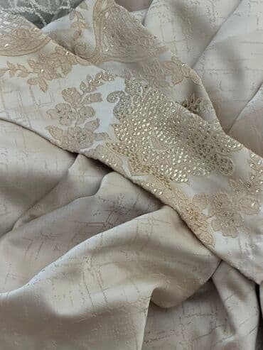 qara parça: Zərif pərdə dəsti - Tərkib: 1 ədəd tül və 2 ədəd qalın pərdə - Rəng — 3