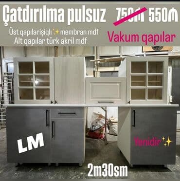 hazir metbex mebelleri: Sifarişlə hazırlanmış müxtəlif ölçülü mətbəx mebelləri. Rəng və dizayn — 18