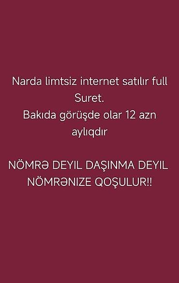 ad gunu ev bezemek: Xidmət: NAR şəbəkəsində limistsiz internet paketi - Tam sürətli — 1